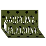 Polka Dots - Black on Army Green Congrats Graduate 3D Greeting Card (8x4)