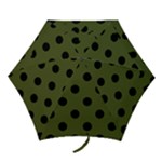 Polka Dots - Black on Army Green Mini Umbrella