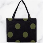 Polka Dots - Army Green on Black Mini Tote Bag