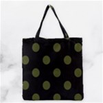 Polka Dots - Army Green on Black Grocery Tote Bag