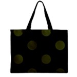 Polka Dots - Army Green on Black Zipper Mini Tote Bag
