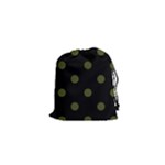 Polka Dots - Army Green on Black Drawstring Pouch (XS)