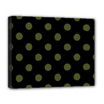 Polka Dots - Army Green on Black Deluxe Canvas 20  x 16  (Stretched)