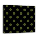 Polka Dots - Army Green on Black Deluxe Canvas 24  x 20  (Stretched)