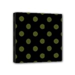 Polka Dots - Army Green on Black Mini Canvas 4  x 4  (Stretched)