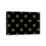 Polka Dots - Army Green on Black Mini Canvas 6  x 4  (Stretched)