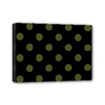 Polka Dots - Army Green on Black Mini Canvas 7  x 5  (Stretched)