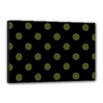 Polka Dots - Army Green on Black Canvas 18  x 12  (Stretched)
