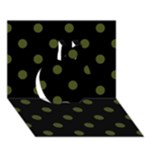 Polka Dots - Army Green on Black Apple 3D Greeting Card (7x5)