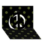 Polka Dots - Army Green on Black Peace Sign 3D Greeting Card (7x5)