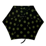 Polka Dots - Army Green on Black Mini Umbrella