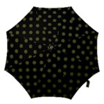 Polka Dots - Army Green on Black Hook Handle Umbrella (Medium)