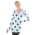 Polka Dots - Black on Bubbles Cyan Women s Tie Up Tee
