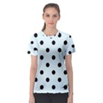 Polka Dots - Black on Bubbles Cyan Women s Sport Mesh Tee