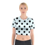 Polka Dots - Black on Bubbles Cyan Cotton Crop Top