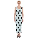 Polka Dots - Black on Bubbles Cyan Fitted Maxi Dress