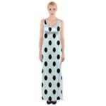 Polka Dots - Black on Bubbles Cyan Maxi Thigh Split Dress