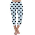 Polka Dots - Black on Bubbles Cyan Capri Winter Leggings