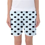 Polka Dots - Black on Bubbles Cyan Women s Basketball Shorts