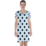 Polka Dots - Black on Bubbles Cyan Short Sleeve Nightdress