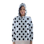 Polka Dots - Black on Bubbles Cyan Hooded Wind Breaker (Women)