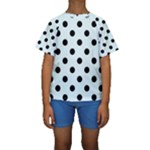 Polka Dots - Black on Bubbles Cyan Kid s Short Sleeve Swimwear