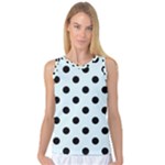 Polka Dots - Black on Bubbles Cyan Women s Basketball Tank Top