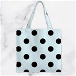 Polka Dots - Black on Bubbles Cyan Zipper Grocery Tote Bag