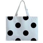 Polka Dots - Black on Bubbles Cyan Zipper Mini Tote Bag