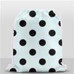 Polka Dots - Black on Bubbles Cyan Drawstring Bag (Small)