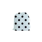 Polka Dots - Black on Bubbles Cyan Drawstring Pouch (XS)