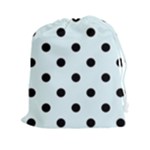 Polka Dots - Black on Bubbles Cyan Drawstring Pouch (XXl)
