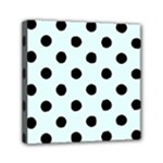 Polka Dots - Black on Bubbles Cyan Mini Canvas 6  x 6  (Stretched)