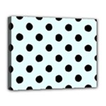 Polka Dots - Black on Bubbles Cyan Canvas 14  x 11  (Stretched)