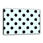 Polka Dots - Black on Bubbles Cyan Canvas 18  x 12  (Stretched)
