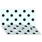 Polka Dots - Black on Bubbles Cyan Twin Heart Bottom 3D Greeting Card (8x4)