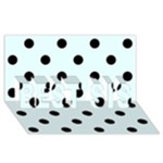 Polka Dots - Black on Bubbles Cyan BEST SIS 3D Greeting Card (8x4)