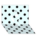 Polka Dots - Black on Bubbles Cyan Ribbon 3D Greeting Card (7x5)
