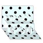Polka Dots - Black on Bubbles Cyan Miss You 3D Greeting Card (7x5)