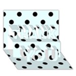 Polka Dots - Black on Bubbles Cyan THANK YOU 3D Greeting Card (7x5)
