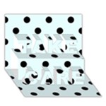 Polka Dots - Black on Bubbles Cyan TAKE CARE 3D Greeting Card (7x5)