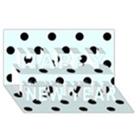 Polka Dots - Black on Bubbles Cyan Happy New Year 3D Greeting Card (8x4)