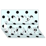 Polka Dots - Black on Bubbles Cyan Laugh Live Love 3D Greeting Card (8x4)