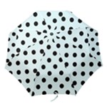 Polka Dots - Black on Bubbles Cyan Folding Umbrella