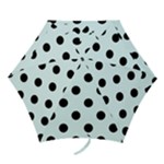 Polka Dots - Black on Bubbles Cyan Mini Umbrella