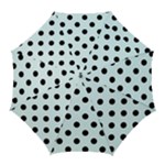 Polka Dots - Black on Bubbles Cyan Golf Umbrella
