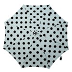 Polka Dots - Black on Bubbles Cyan Hook Handle Umbrella (Medium)
