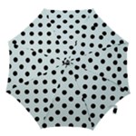 Polka Dots - Black on Bubbles Cyan Hook Handle Umbrella (Small)