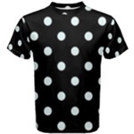 Polka Dots - Bubbles Cyan on Black Men s Cotton Tee