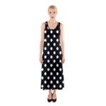 Polka Dots - Bubbles Cyan on Black Full Print Maxi Dress